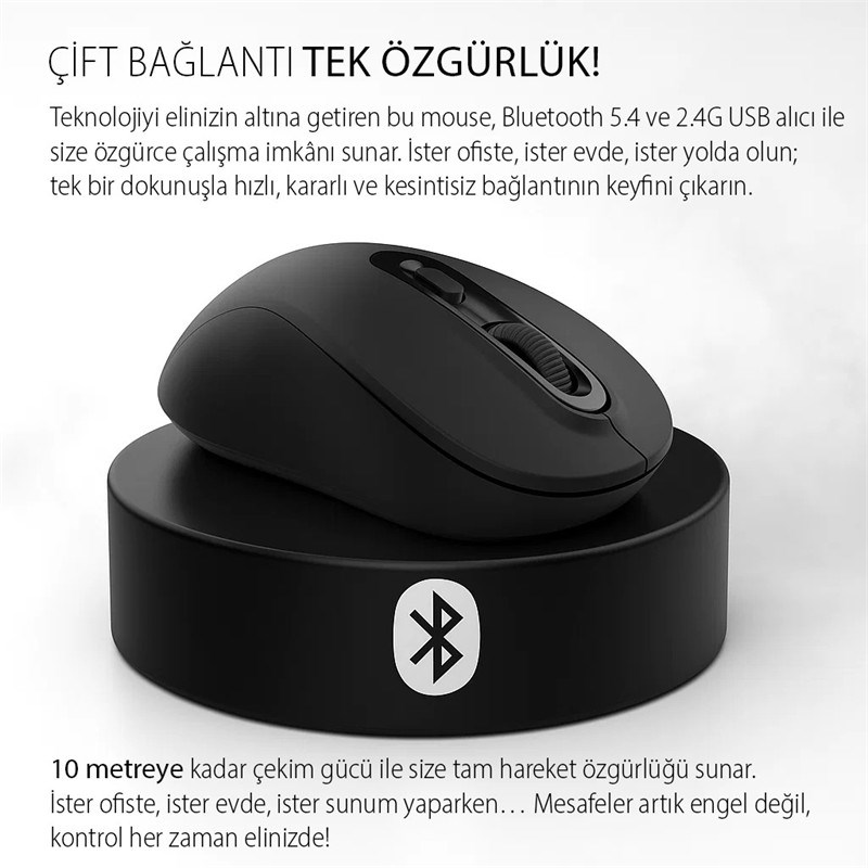 IWM-288T BLUETOOTH + WIRELESS ERGONOMIC DESIGN SILENT MOUSE