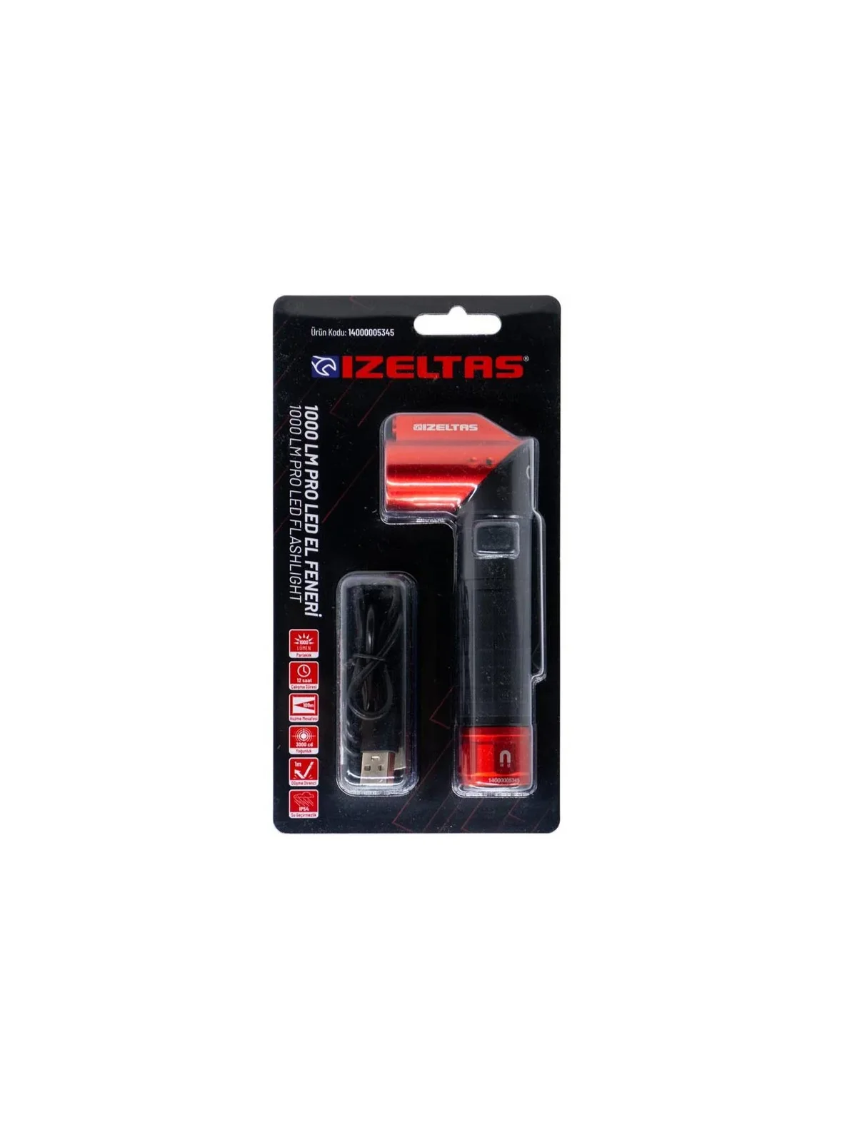 İZELTAŞ PRO LED El Feneri 1000 LM 90 Derece Ayarlanabilir