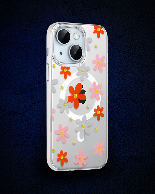 Joko Apple İphone 14 Floral Magsafe Kapak - Turuncu