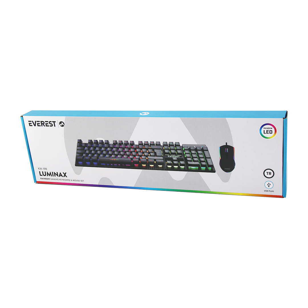 Kablolu RGB Oyuncu Klavye ve Mouse Seti - Siyah