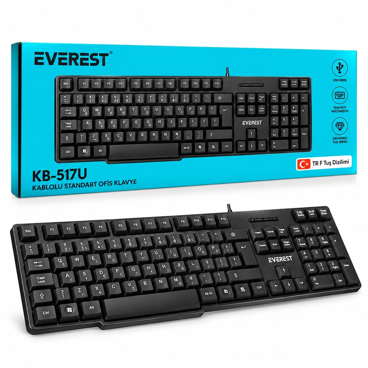 Kablolu Standart Ofis Klavye ( Siyah) ( Q Klavye)