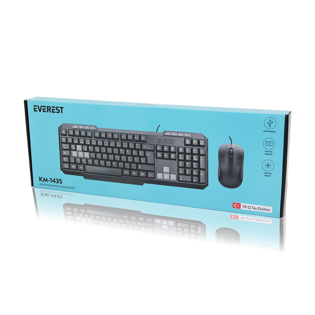 Kablolu USB Klavye Mouse Seti (Q Klavye, 1200 DPI)