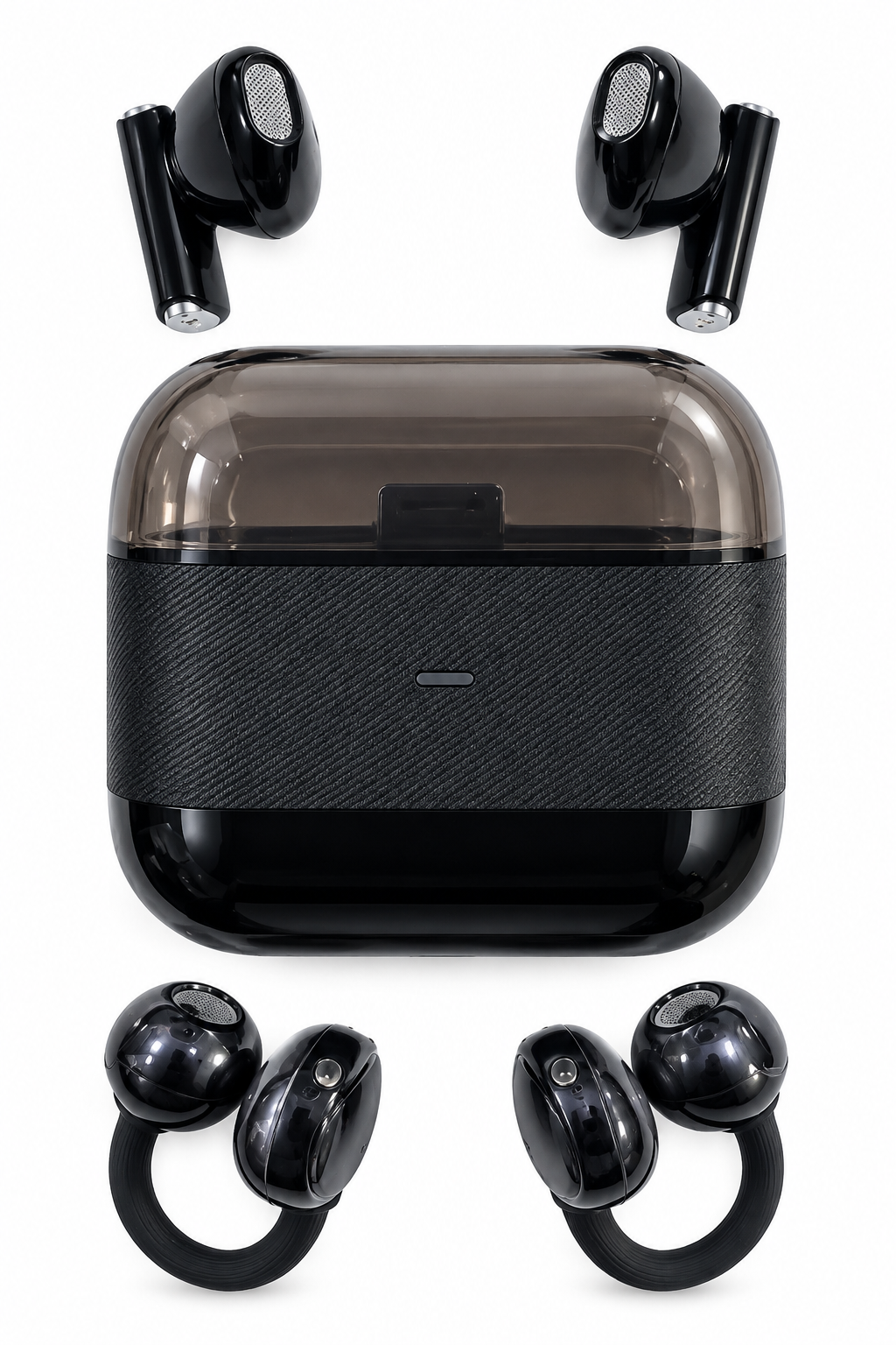 Kablosuz Bluetooth Kulaklık 4 Kulaklıklı 2’si 1 Arada Siyah