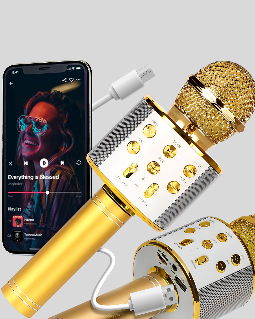 Kablosuz Karaoke Mikrofon USB AUX Destekli Parti ve Eğlence İçin