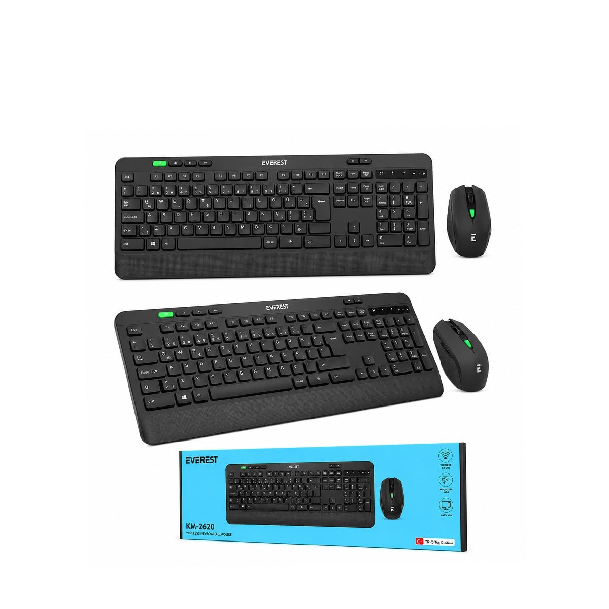 Kablosuz Klavye Mouse Seti (USB, Sessiz, Q Klavye)