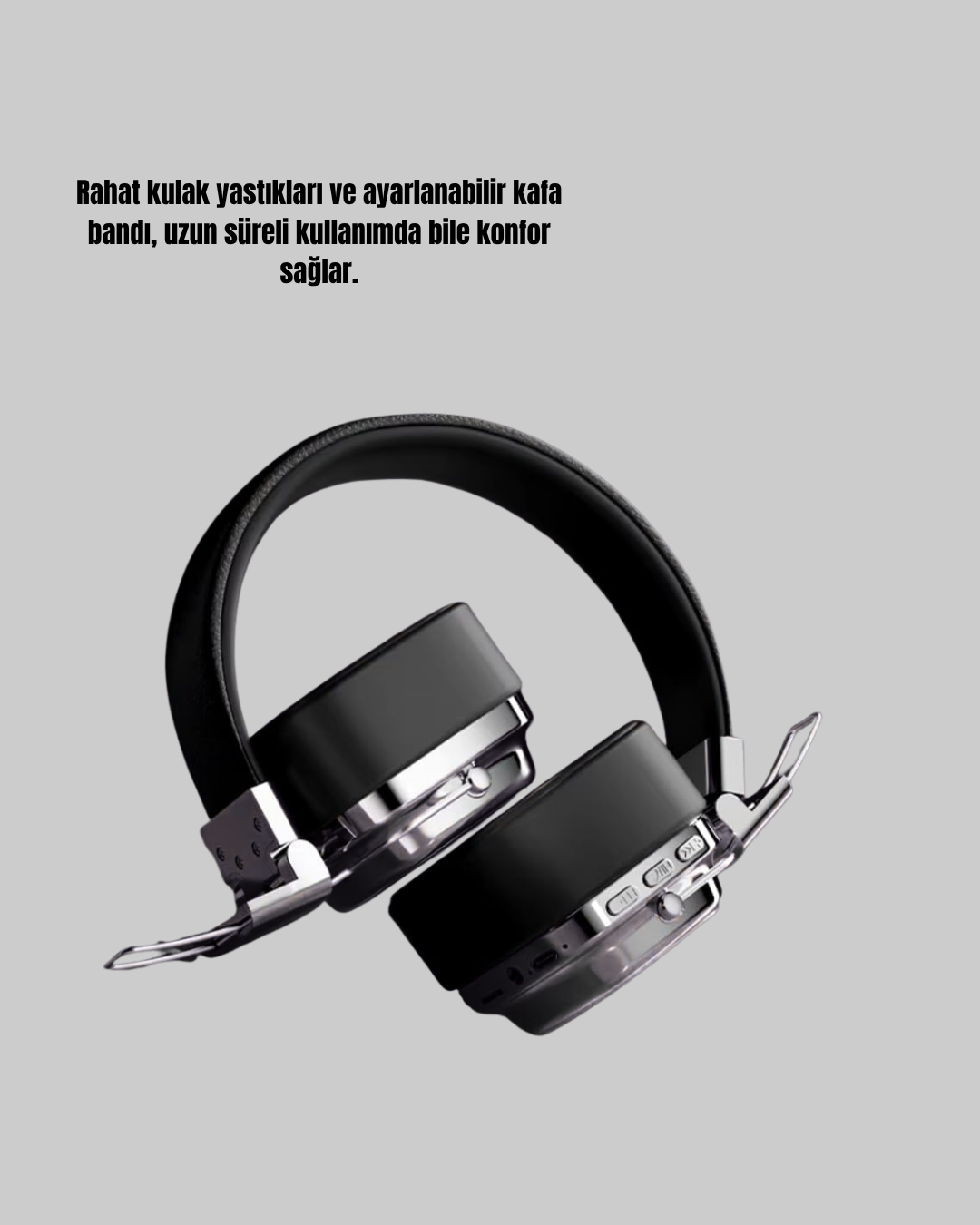 Kablosuz Kulak Üstü Bluetooth Kulaklık Güçlü Bas ve Katlanabilir Tasarım