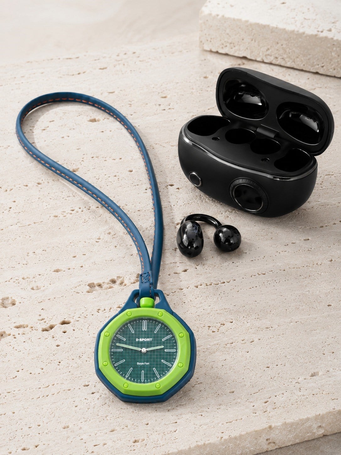 Kablosuz Kulaklık ve Yeşil Askılı Çanta Charm Saat Kampanya Seti Şarj Kutulu Bluetooth Kulaklık