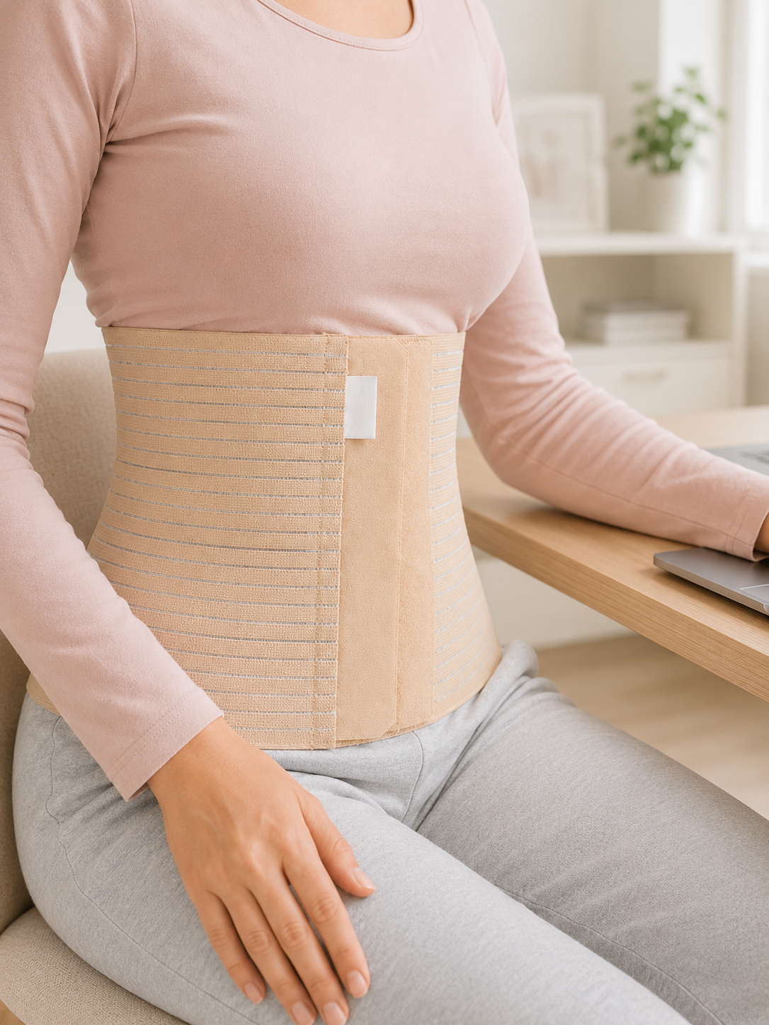 Kadın Abdominal Korse 26 cm Karın ve Bel Bölgesi 4 Kademeli Ayarlanabilir Korse