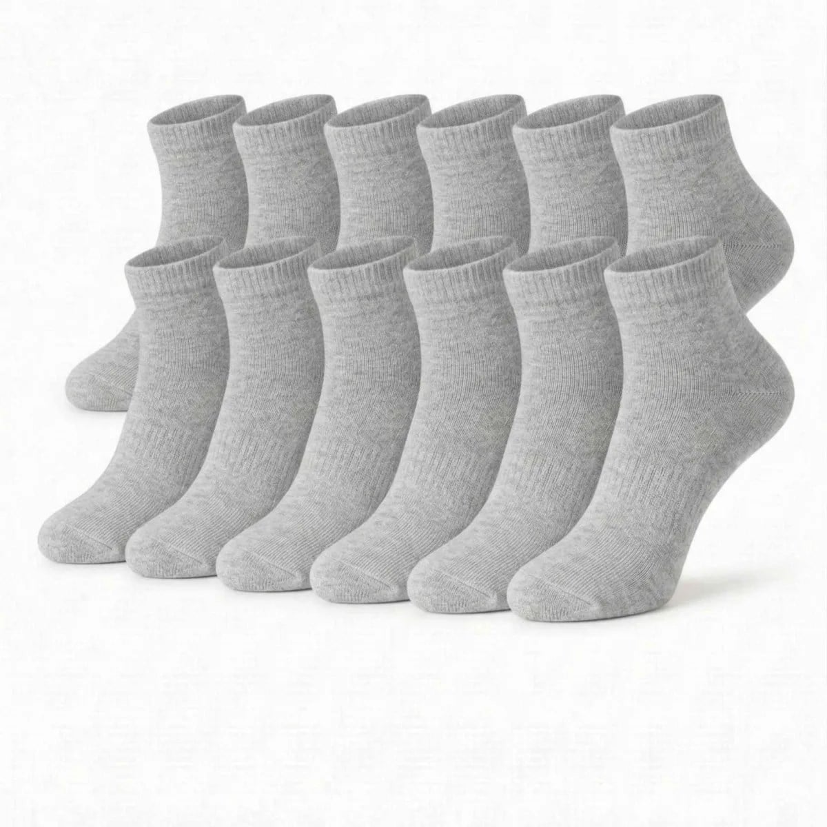 Kadın Bambu Patik Çorap 12'li Paket, Siyah Beyaz Gri, Nefes Alan Nem Emici Yumuşak Günlük Spor Bilek Çorabı