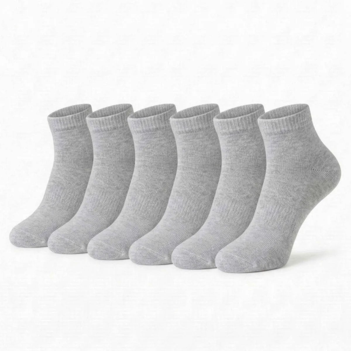 Kadın Bambu Patik Çorap 6'lı Paket, Siyah Beyaz Gri, Nefes Alan Nem Emici Yumuşak Günlük Spor Bilek Çorabı