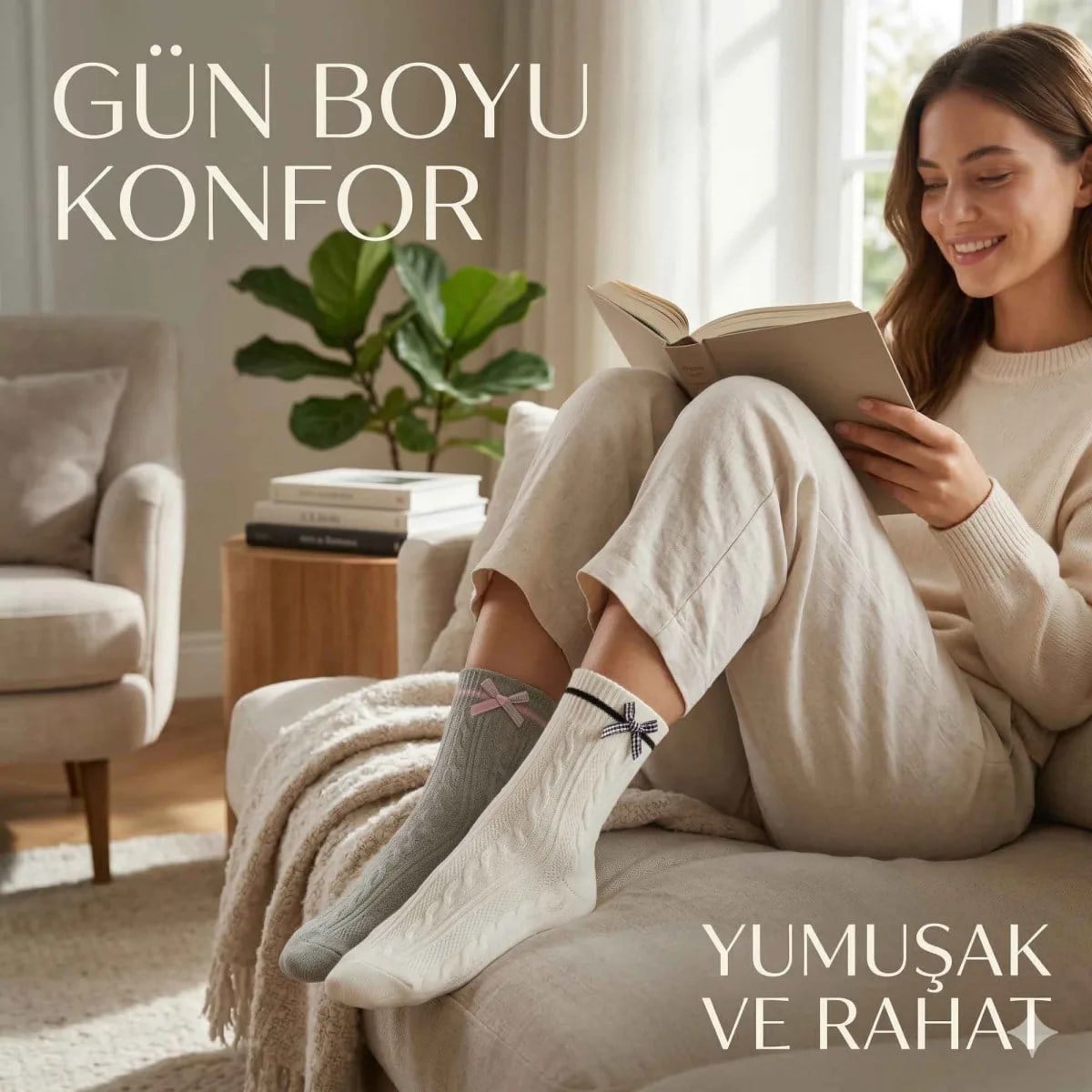 Kadın Fiyonklu Örgü Soket Çorap 8'li Set - Yumuşak Pamuklu Dokulu Şık Günlük Çorap