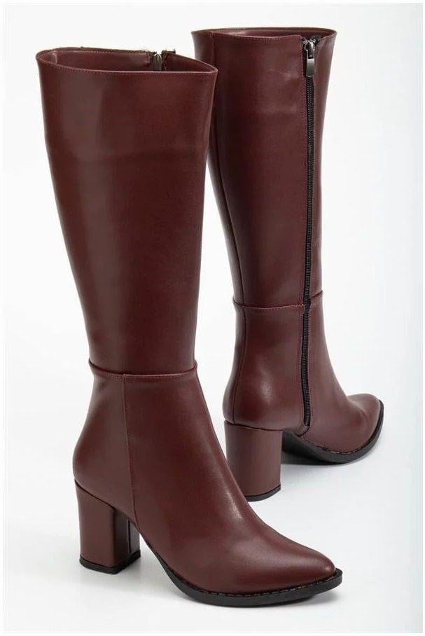 Kadın Şık Uzun Topuklu Rahat Cilt Şehir Çizme