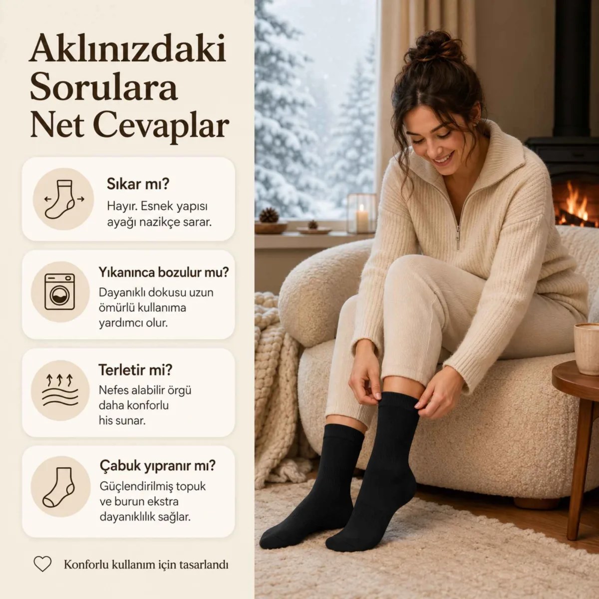 Kadın Siyah 12'li Kışlık Termal Uzun Çorap | Dikişsiz, Esnek Havlu Dokulu, Sıcak Tutan, Güçlendirilmiş Topuk ve Burun
