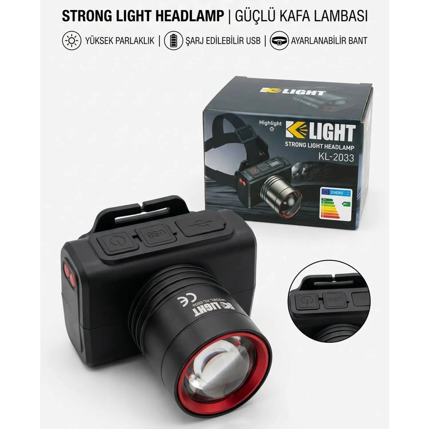 Kafa Lambası Şarjlı Sensörlü KL2033