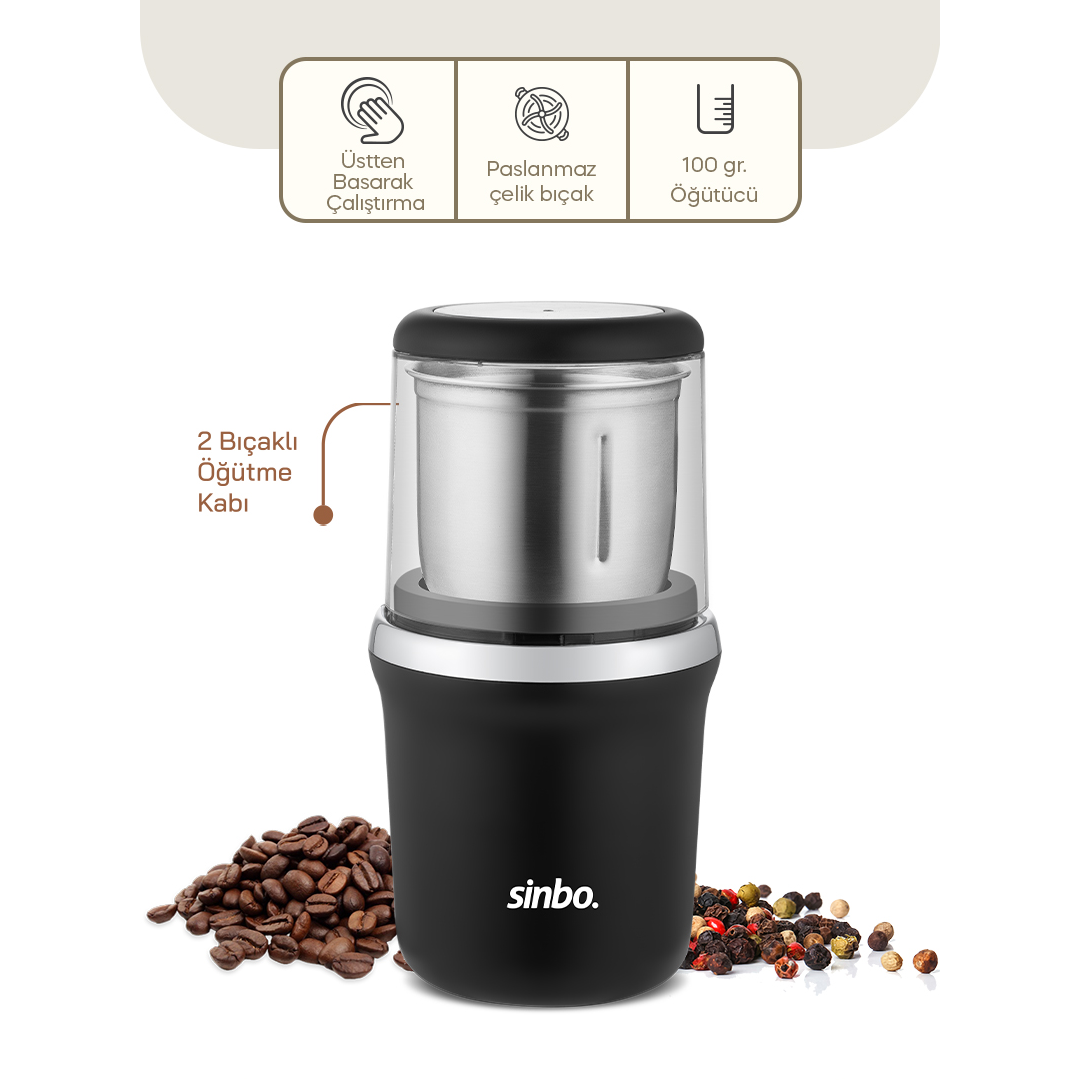 Kahve & Baharat Öğütücü 200W Çelik Bıçak 100g
