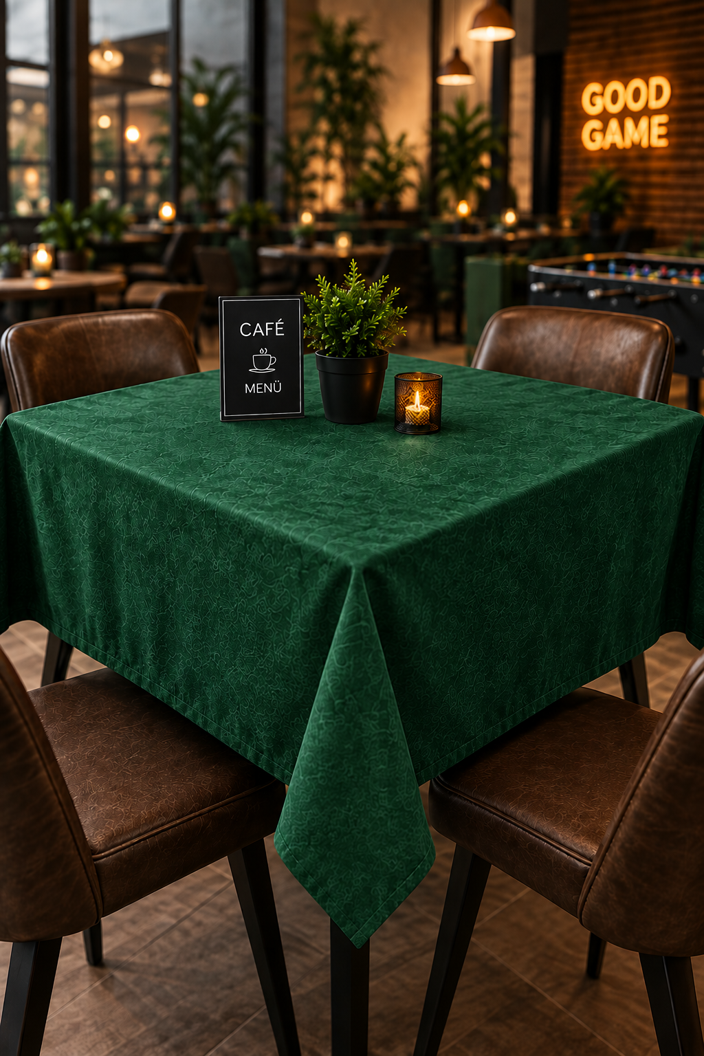 Kahve Cafe Kıraathane Masa Örtüsü 140x140cm Yeşil Renk
