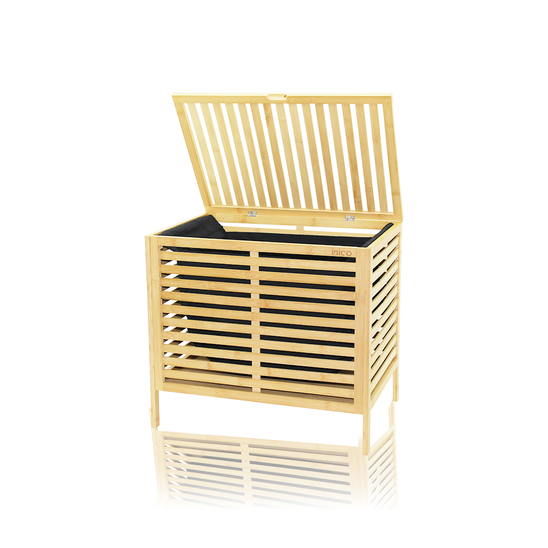 Kalın Bambu Çamaşır Sepeti 50x38x55 cm (Kumaş Torbalı)