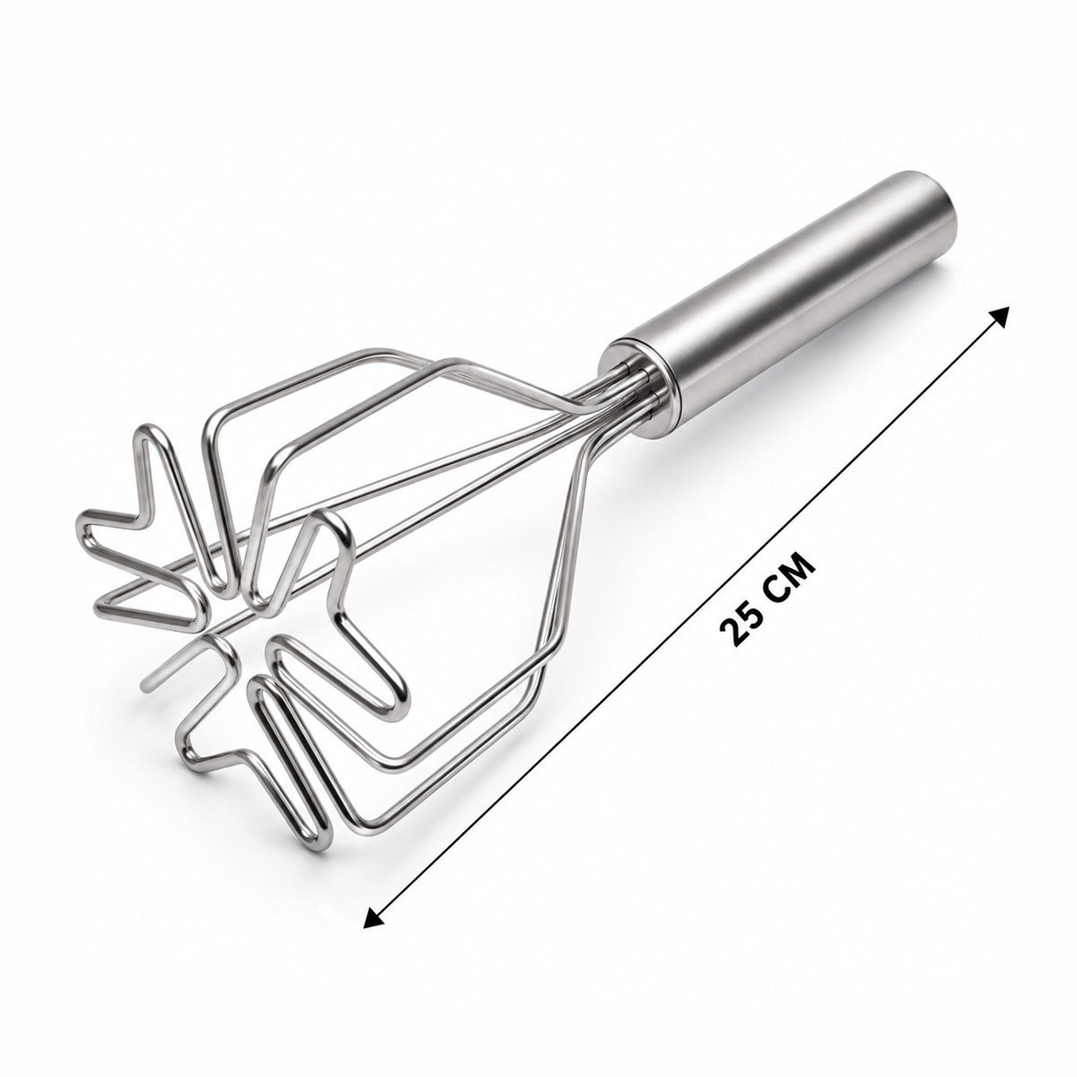Kalp Şekilli Metal Patates Ezici 26 cm (Krom Saplı, 9 cm Başlık)