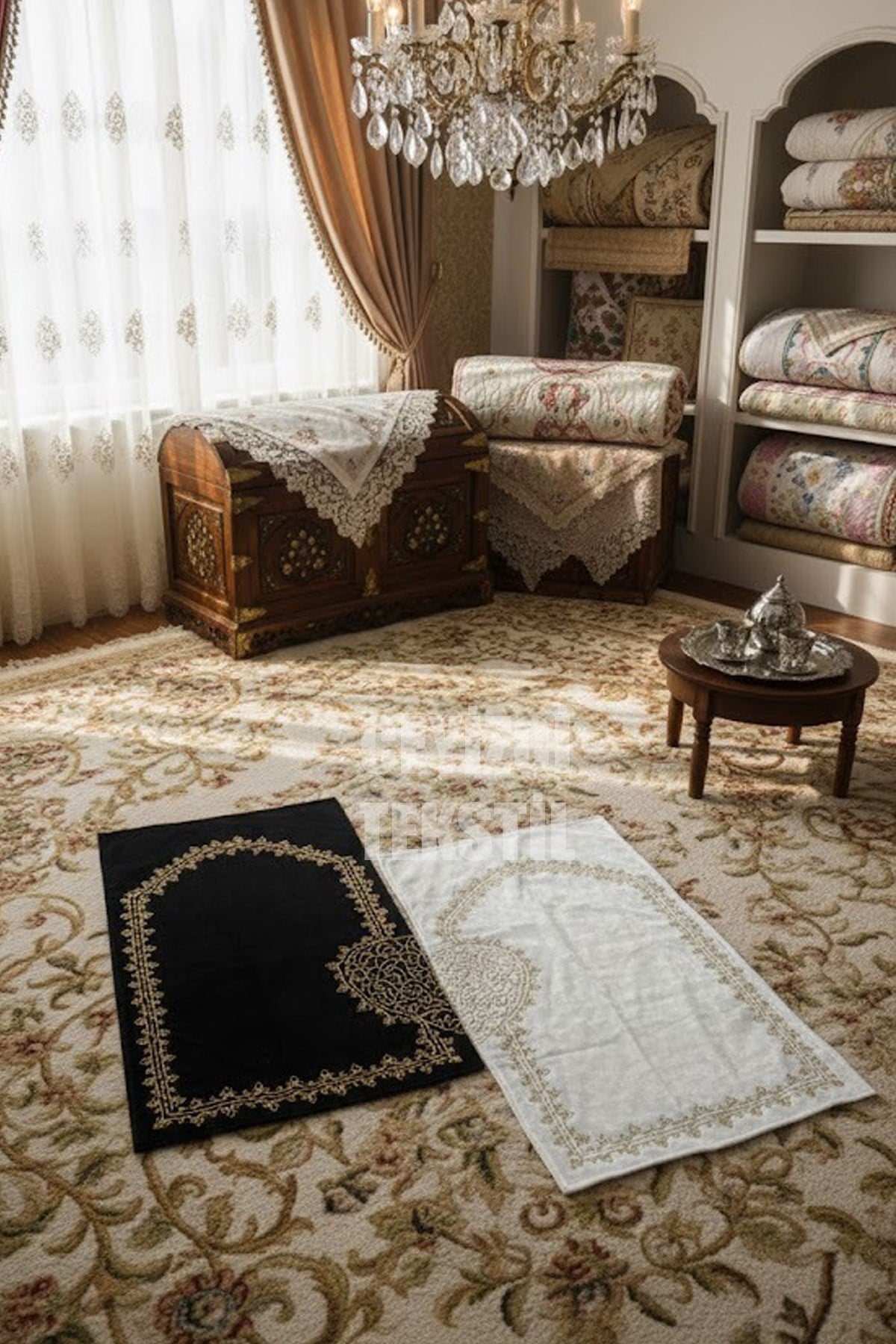 Kalpli Eşli Çift / Gelin Damat Bohçası Çeyizlik Seccade Eko 2li
