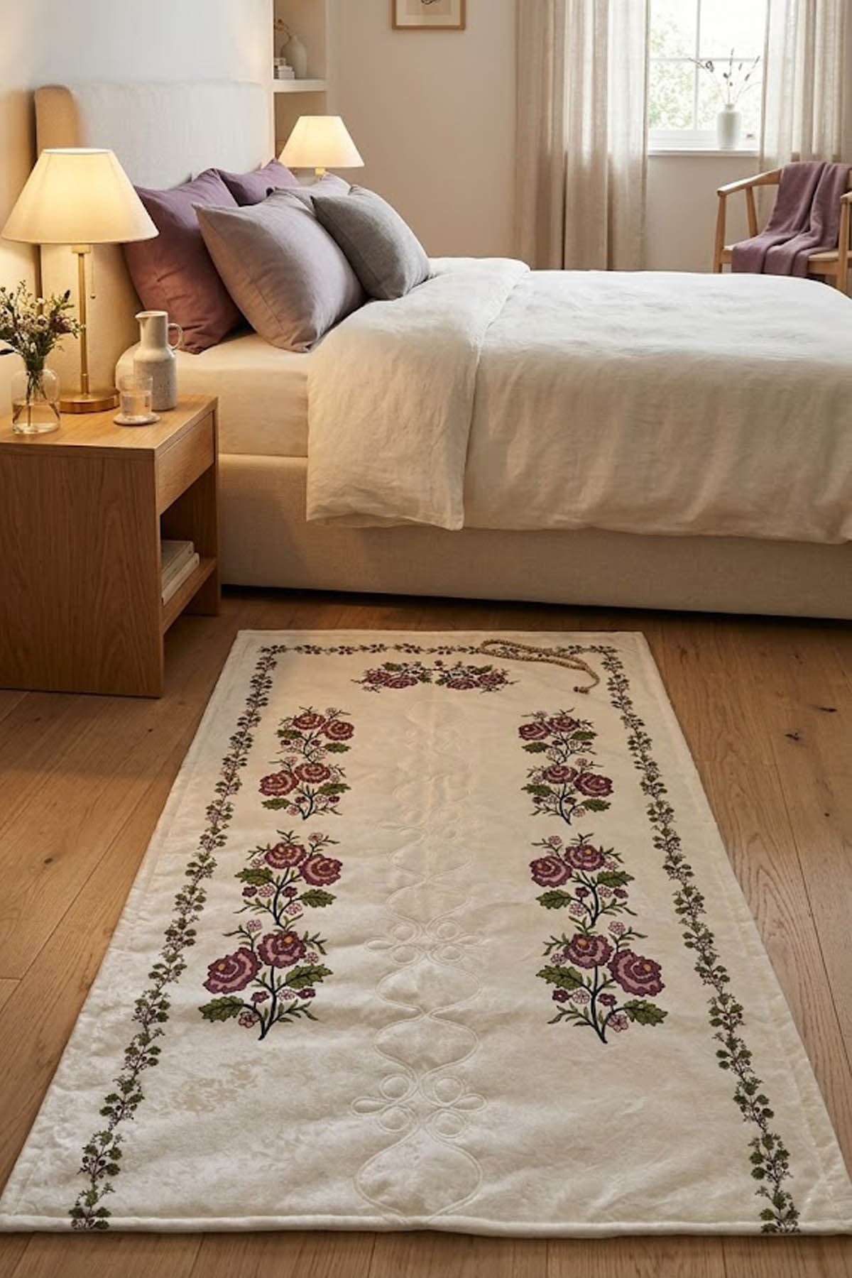 Kanaviçe Dijital Baskılı Kadife Tek Seccade 70x110cm
