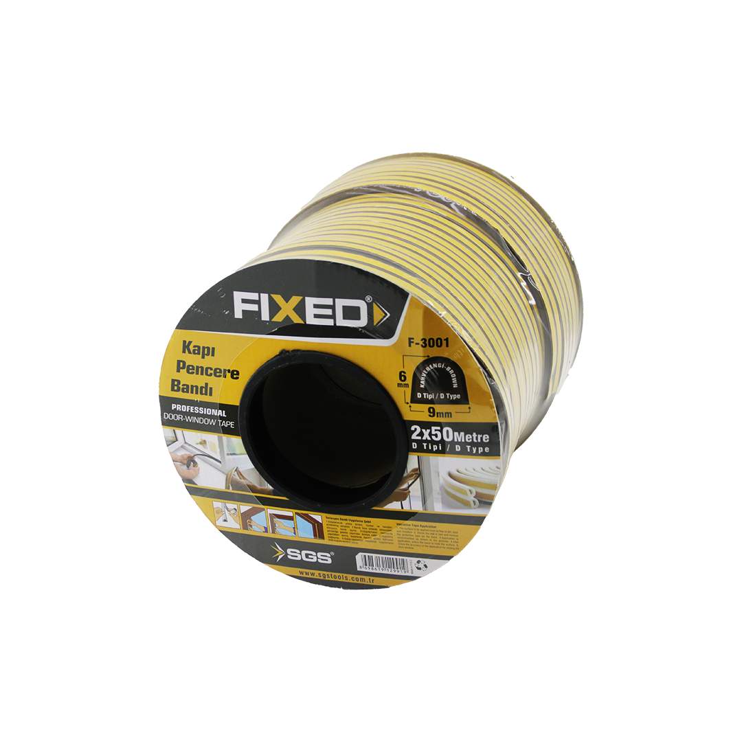 Kapı Pencere D-Profil Fitil 9x6 mm Kahverengi 100 m