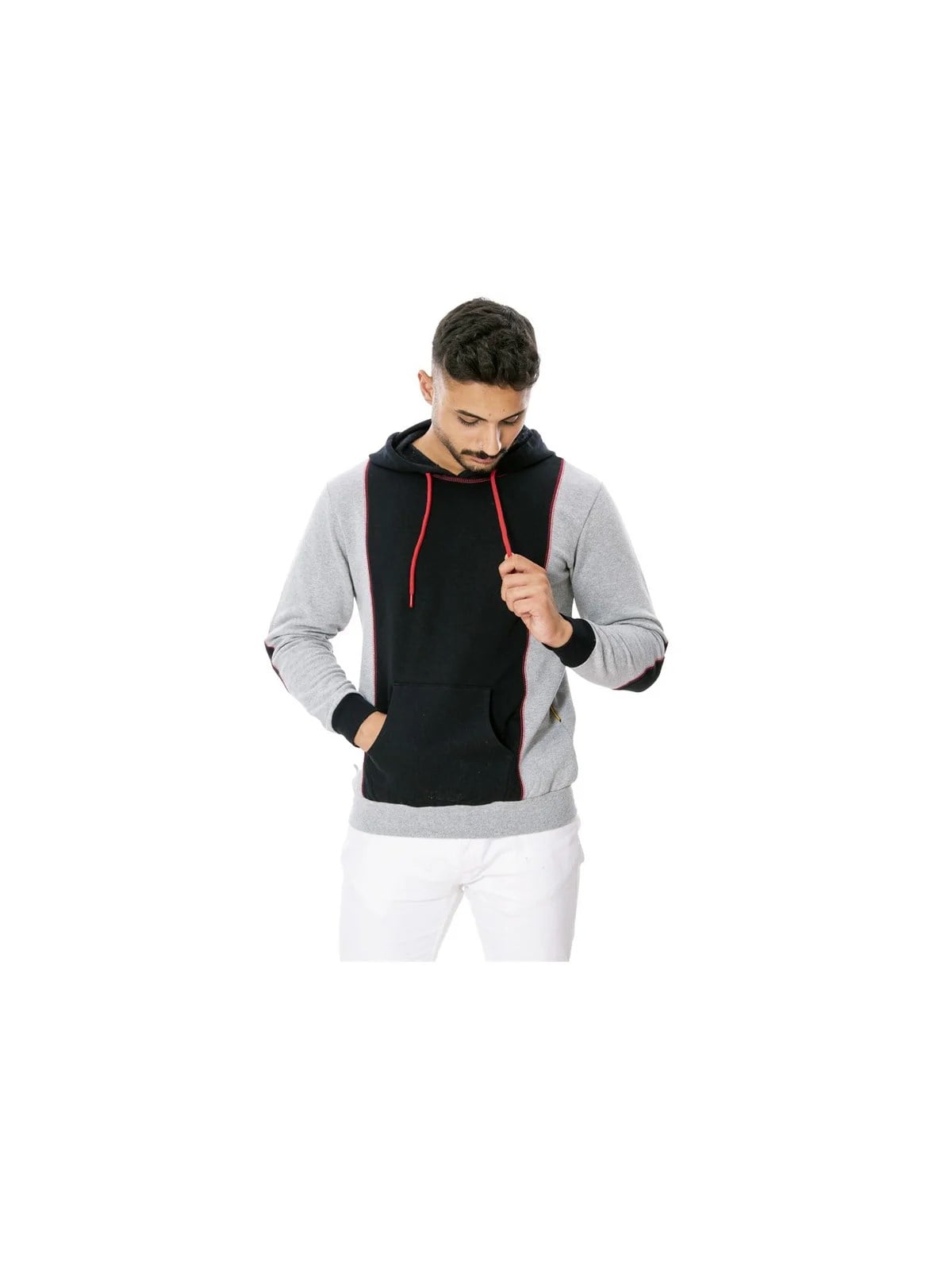 Kapşonlu Cepli Sweat Gri M