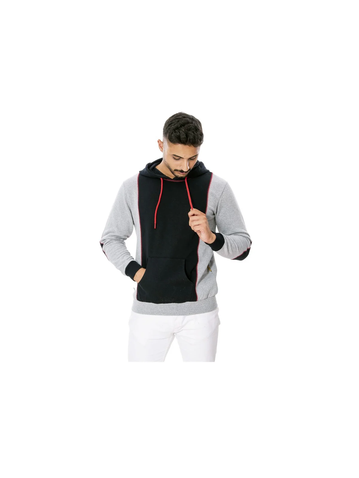 Kapşonlu Cepli Sweat Gri M