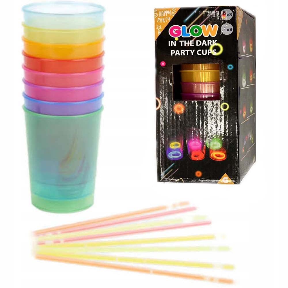 Karanlıkta Yanan Gece Işığı Mega Glow Bardaklar 8 Adet 8.5 x 10.5 cm