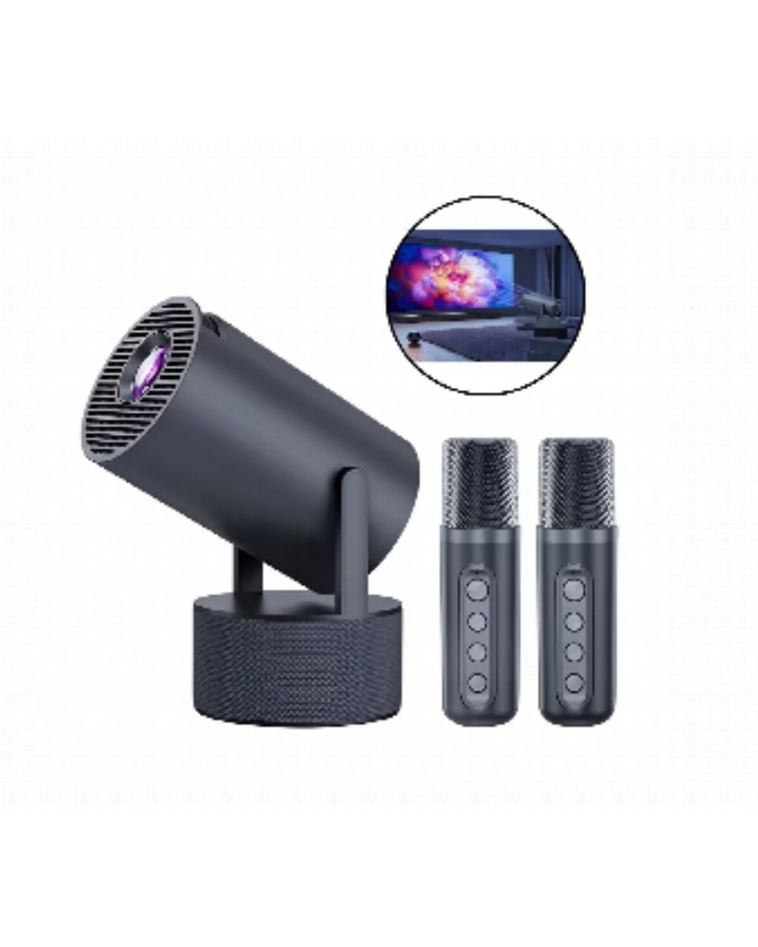 Karaoke Mikrofonlu Akıllı Projeksiyon Cihazı WiFi Bluetooth Destekli