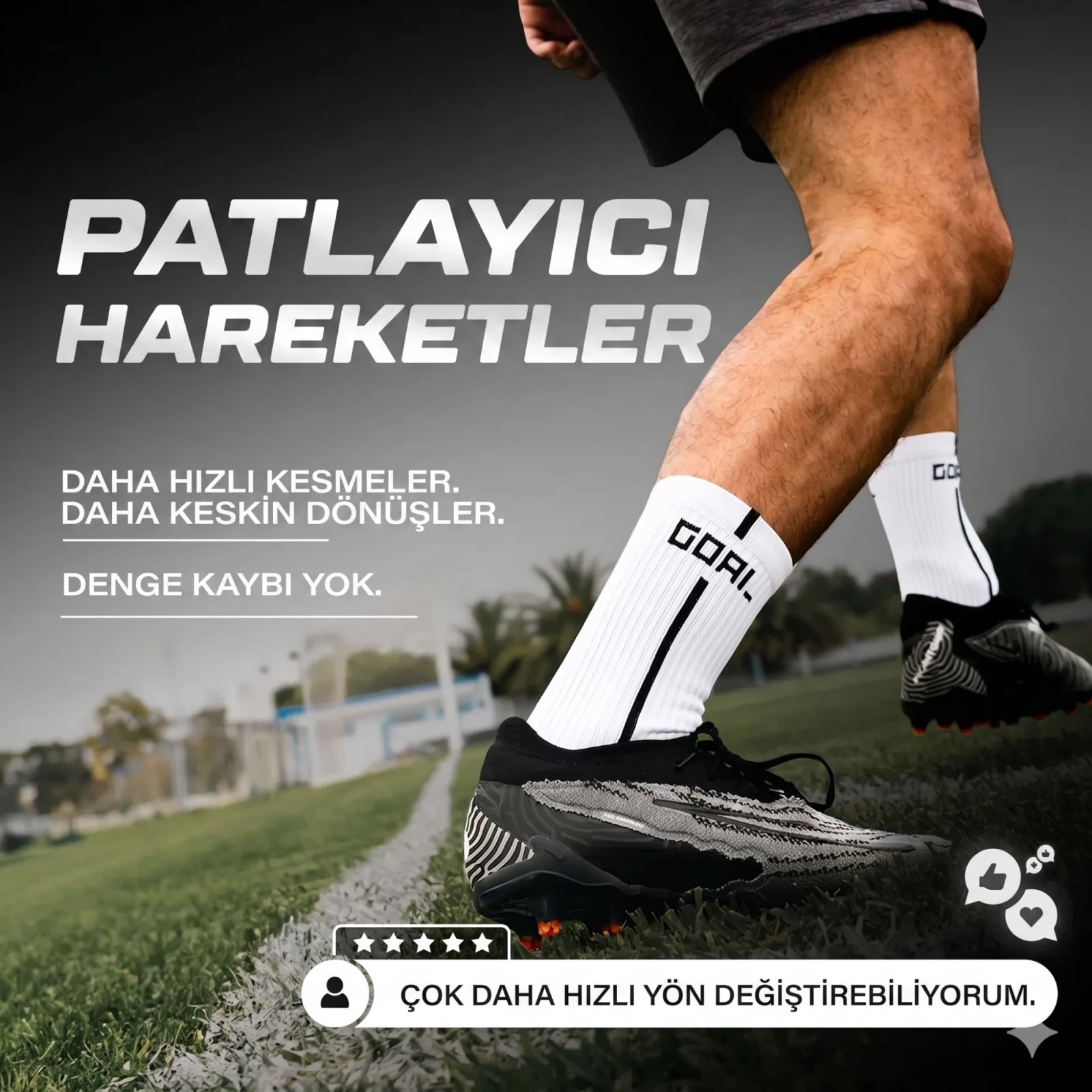 Kaydırmaz 3'lü Futbol Çorabı Beyaz | Bilek Destekli, Denge ve Tutuş Sunan Spor Çorabı
