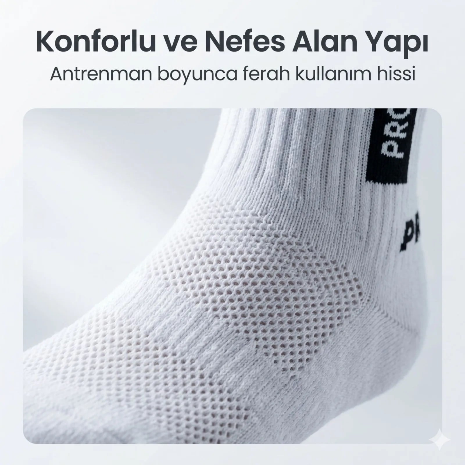 Kaydırmaz Spor Çorabı Beyaz | Nefes Alan, Bilek Destekli, Güçlü Tutuşlu Performans Çorabı