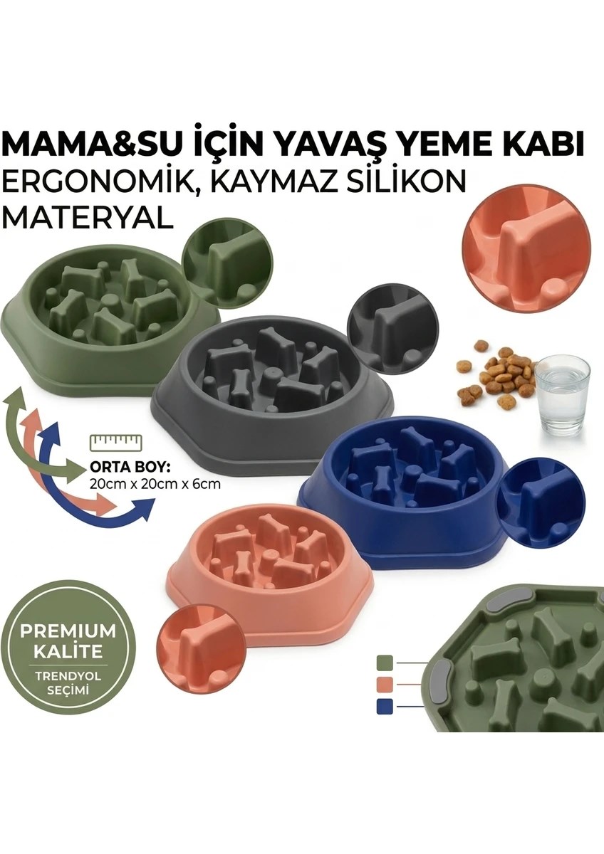 Kedi Köpek Yavaş Besleyici Mama Kabı - Anti-Boğulma & Sağlıklı Beslenme - GRİ