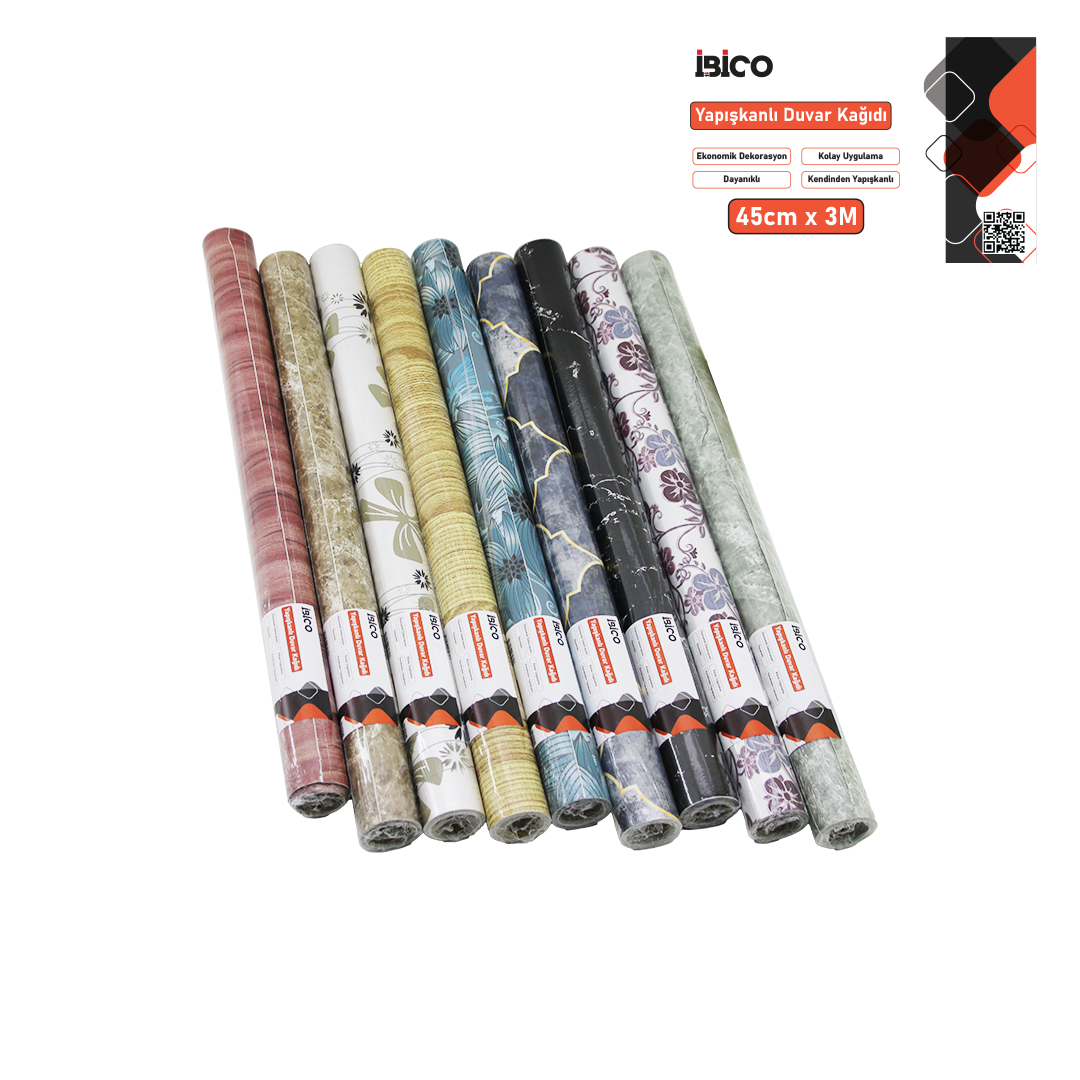 Kendinden Yapışkanlı Folyo Duvar Kağıdı 3m x 45cm (Mix Desen)