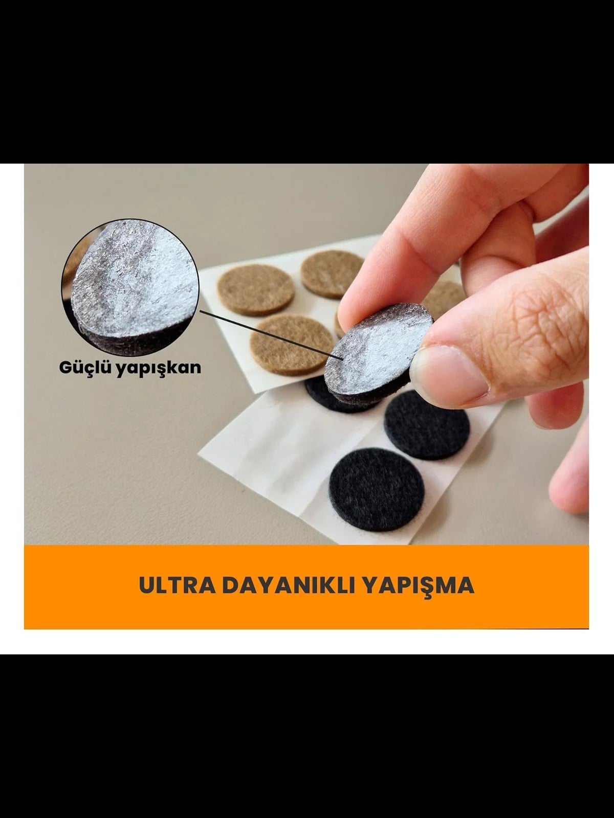Kendinden Yapışkanlı Keçe Ped Kare Siyah 20mm 40 Parça