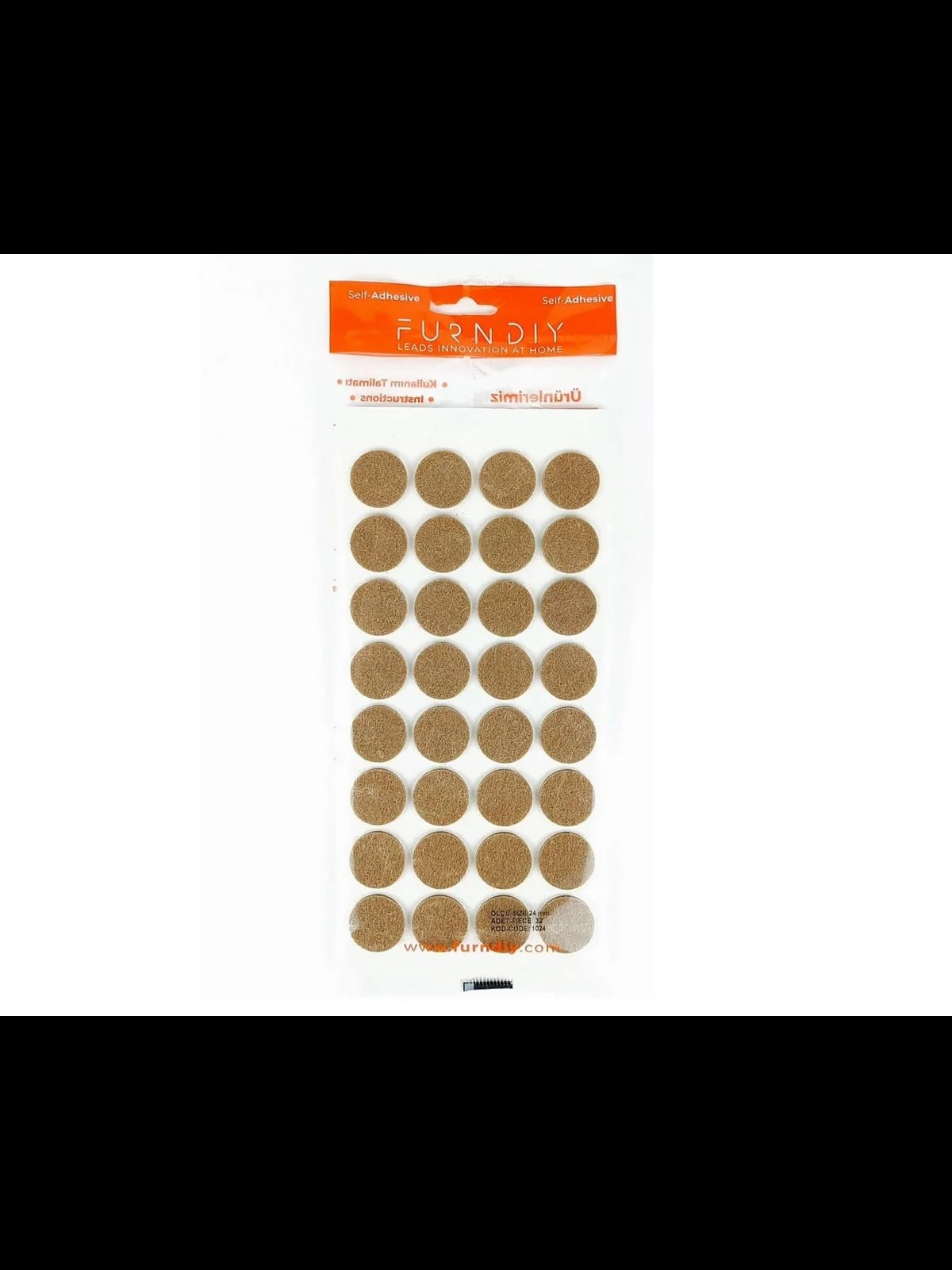Kendinden Yapışkanlı Keçe Ped Yuvarlak Kahverengi 24mm 32 Parça