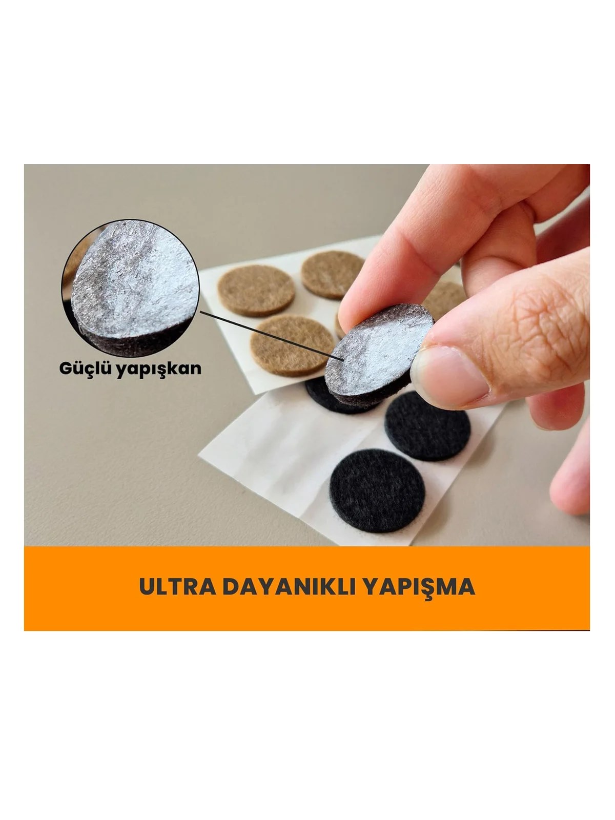 Kendinden Yapışkanlı Keçe Ped Yuvarlak Siyah 30mm 18 Parça