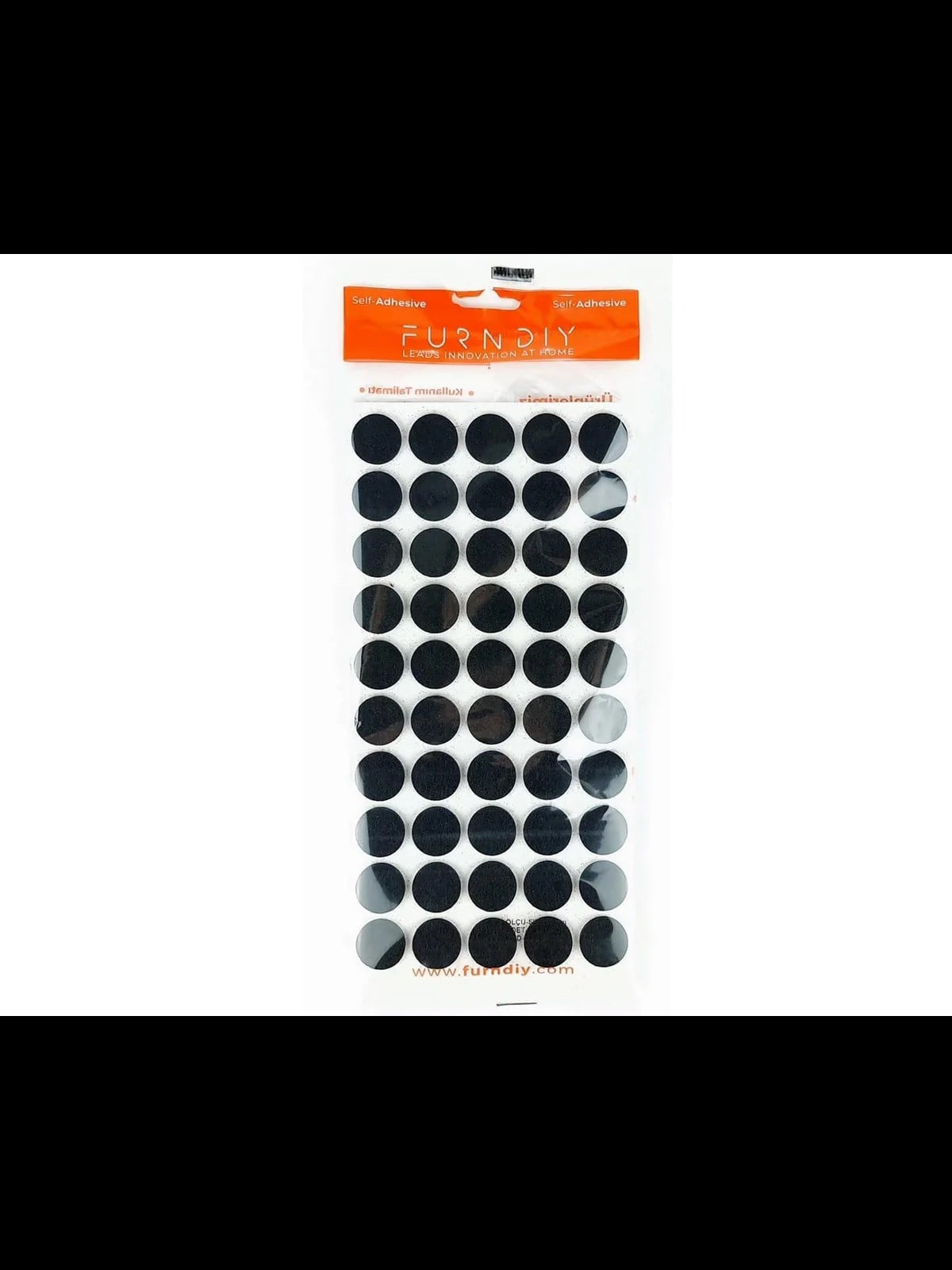 Kendinden Yapışkanlı Keçe Ped Yuvarlak Siyah 20mm 50 Parça