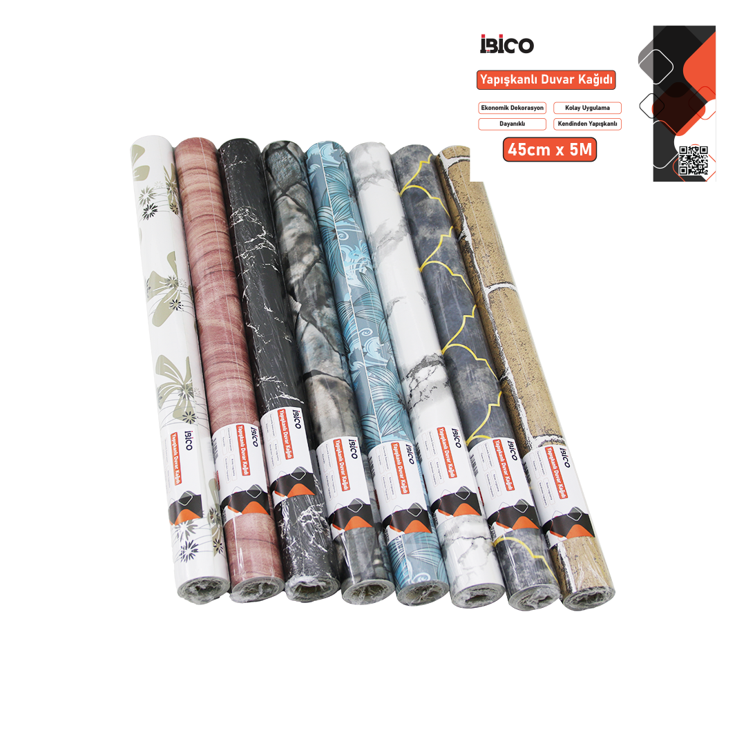 Kendinden Yapışkanlı Mix Desenli Folyo Duvar Kağıdı 5m x 45cm