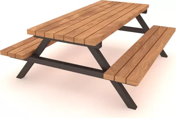 Kent Ve Bahçe Mobilyaları Ahşap Piknik Masası, Metal Gövdeli 180 Cm
