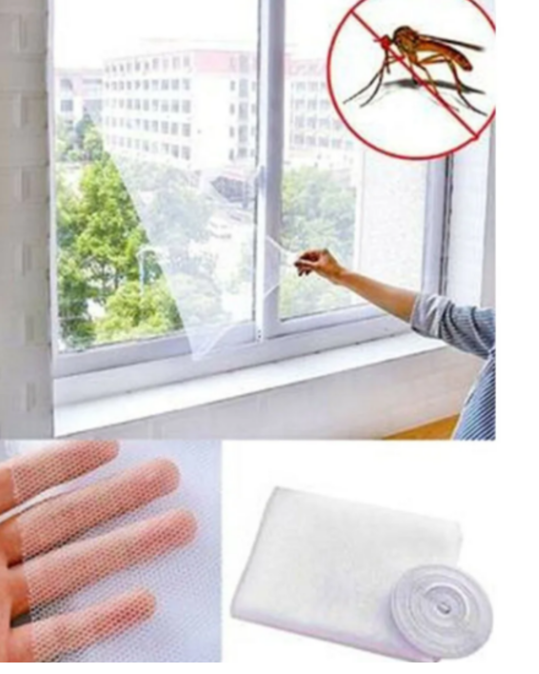 Kesilebilir Pencere Sinekliği 100x150 CM Çift Taraflı Bant Hediyeli Tül