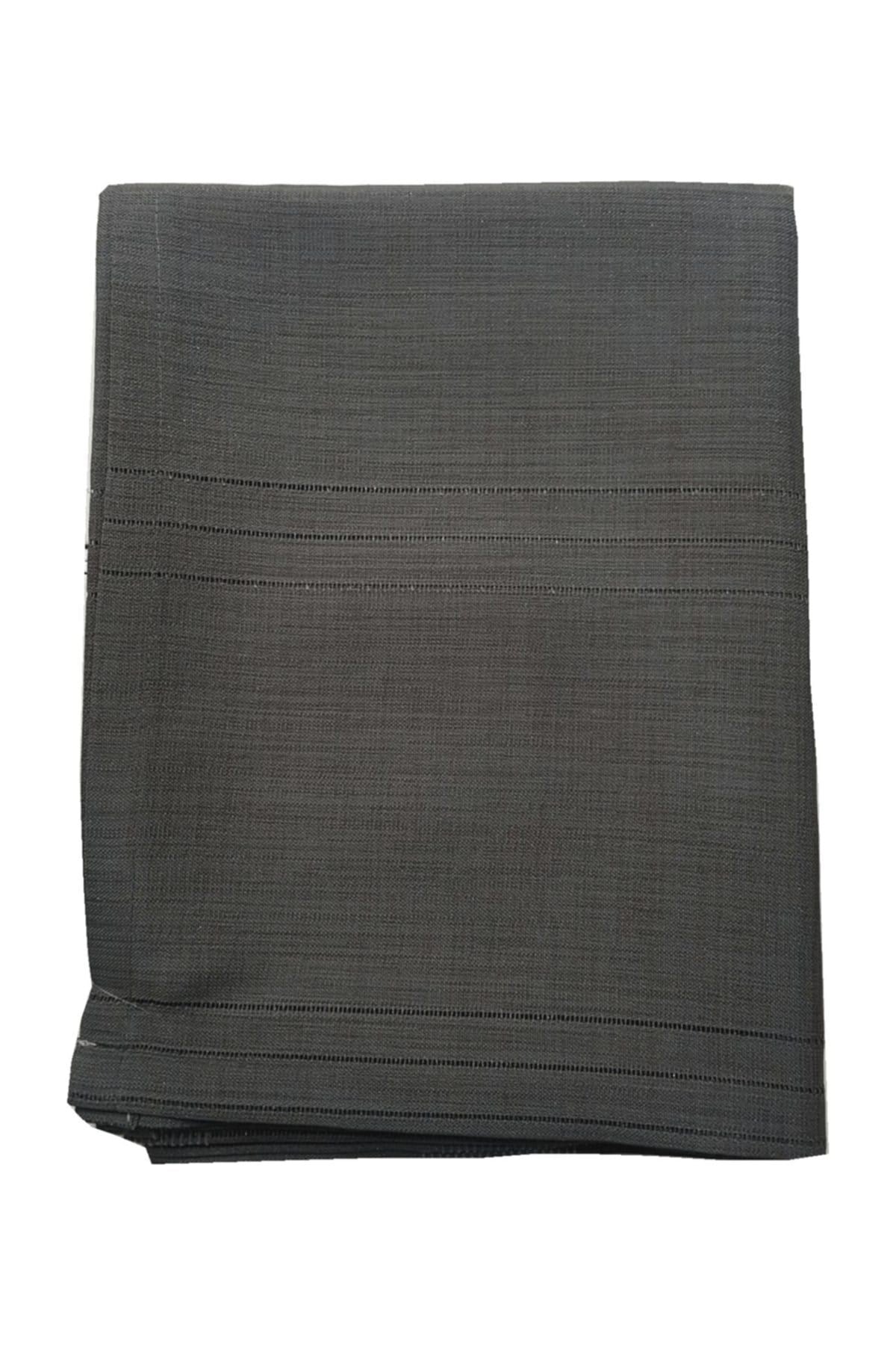 Keten Kumaş Çizgi Masa Örtüsü 160*220 Cm Siyah