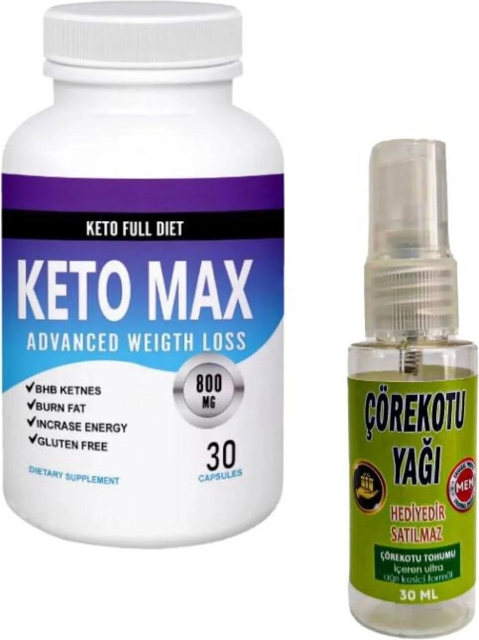Keto Max Dstklyci Ürün 30lu x 1 Adet + Erotikmasaj Yağı 30 ml