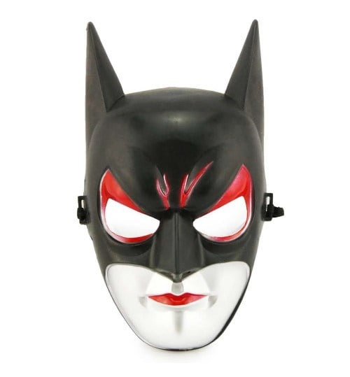 Kırmızı Gözlü Siyah Batman Maske - Lastikli Batgirl Maskesi 28x17 cm