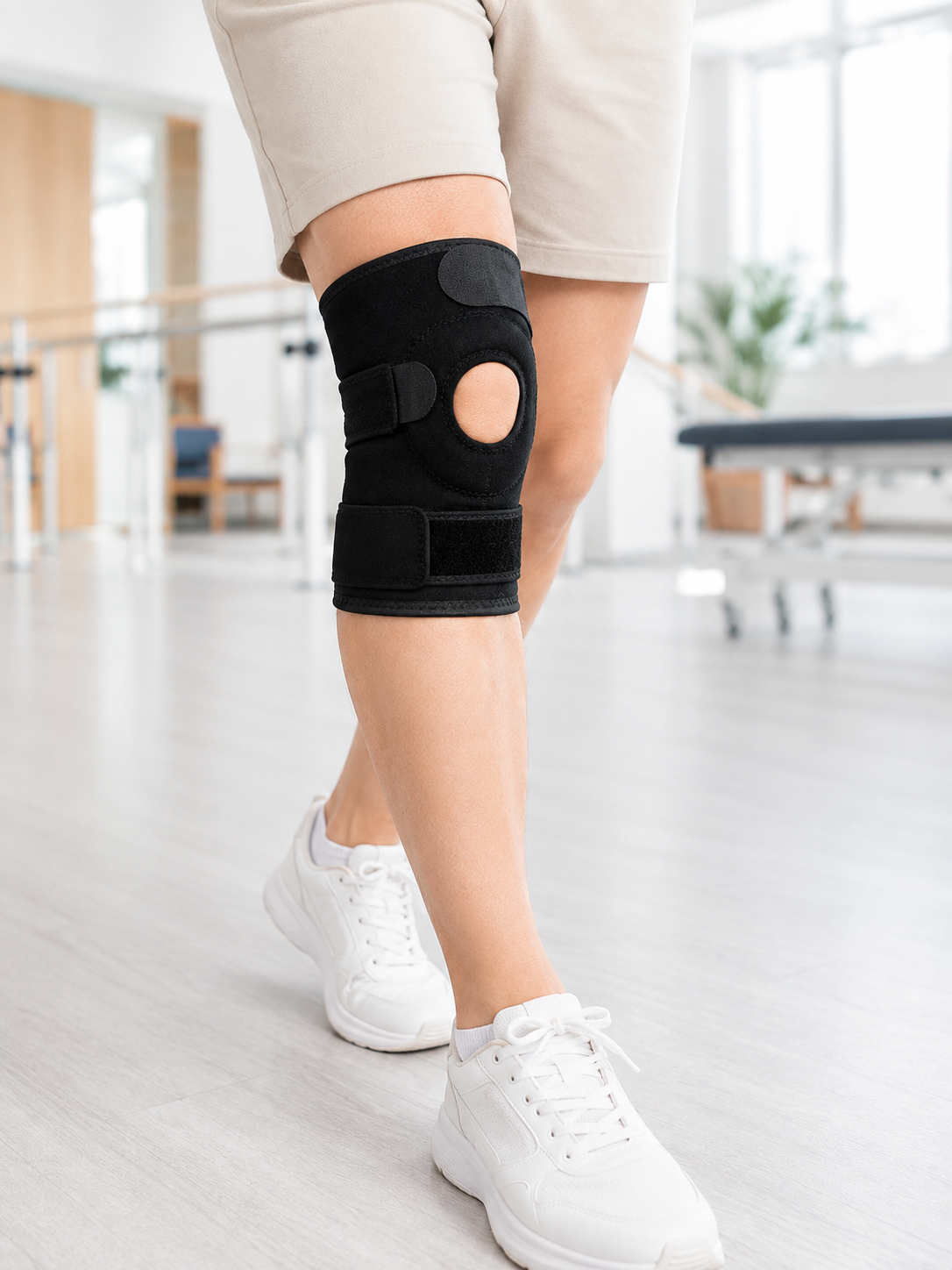 Kısa Diz Desteği Ligamentli Açık Diz Kapağı Cırtlı Ayarlanabilir Dizlik