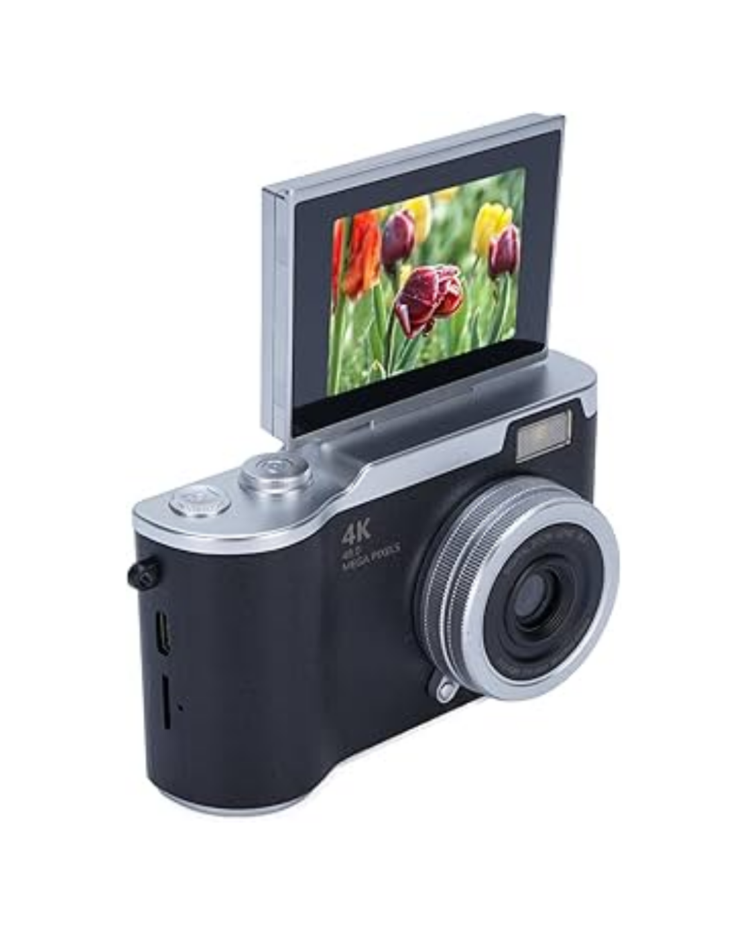 Kompakt 4K Dijital Kamera 48 MP Sensör 8X Zoom Flip Ekran Vlog ve Selfie Uyumlu