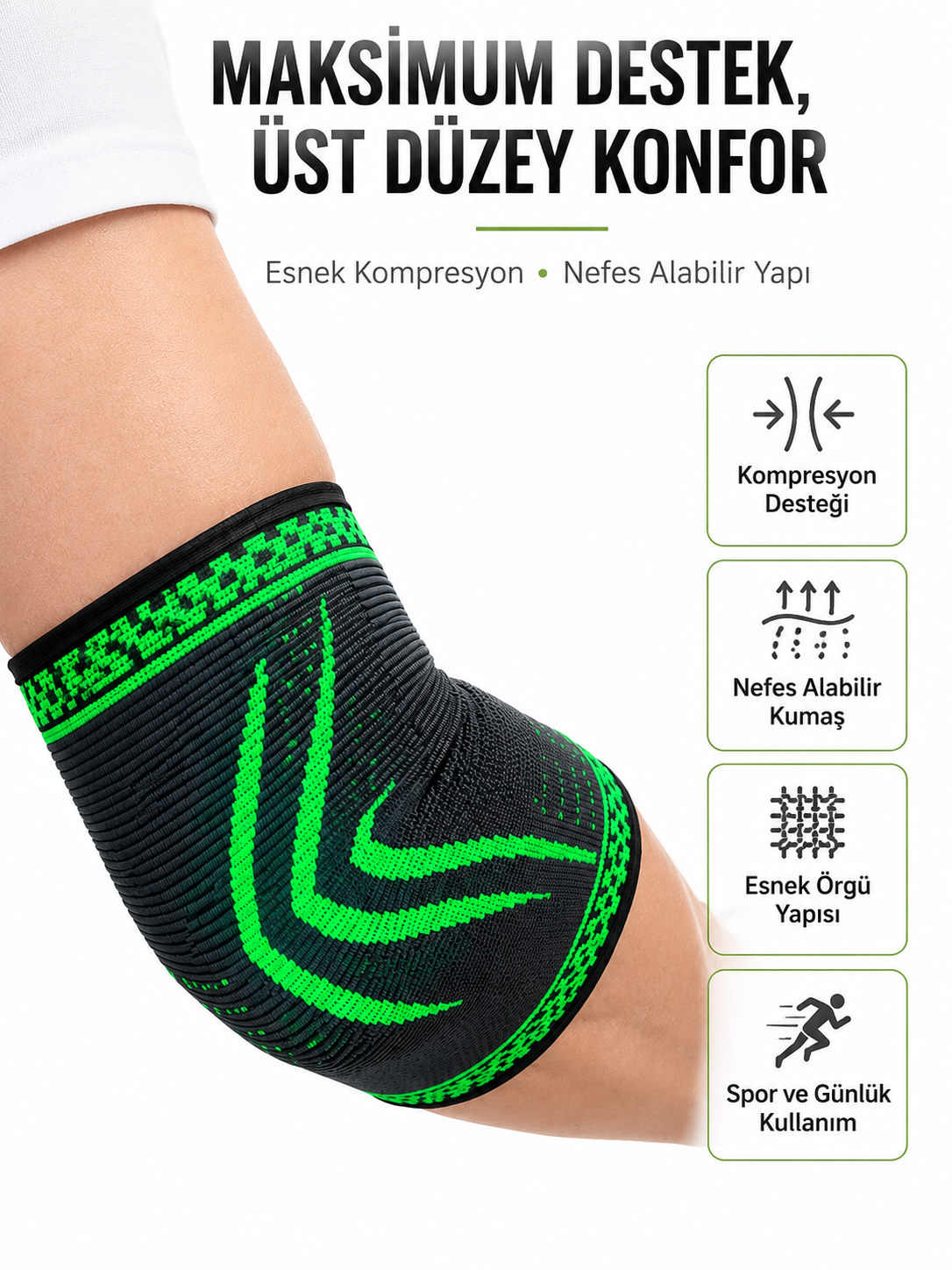 Kompresyonlu Dirseklik Spor Dirsek Destekliği Fitness Tenis Basketbol Voleybol İçin