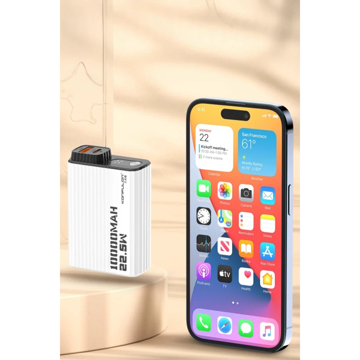 Konfulon A40Q 10.000 mAh PD 20W Mini Powerbank - Siyah-Beyaz