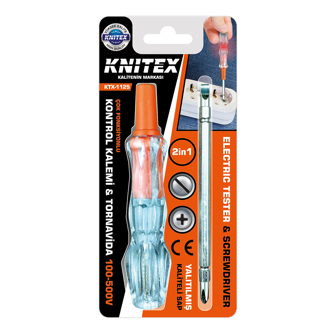 Kontrol Kalemi & Tornavida 2in1 (Düz & Yıldız, 100-500V)