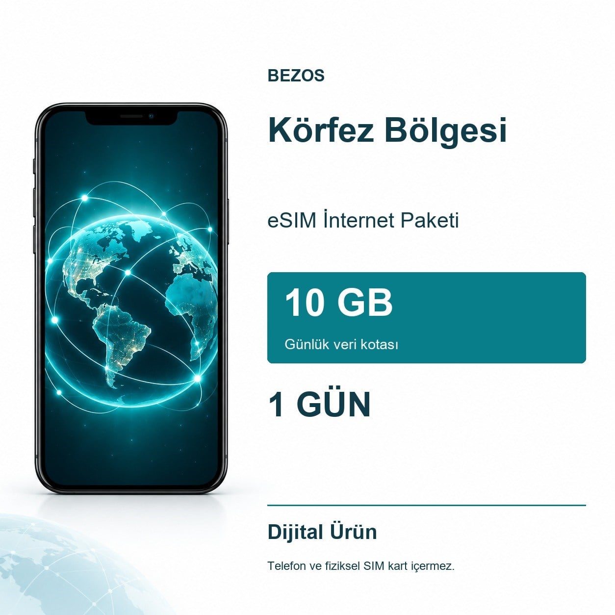 Körfez Bölgesi eSIM İnternet Paketi Günlük 10 GB 1 Gün