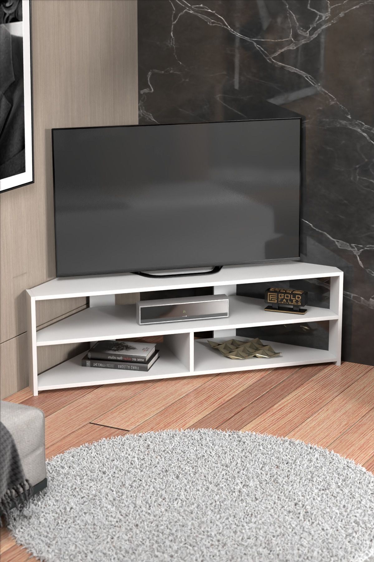 Köşe TV Ünitesi Beyaz 140 cm